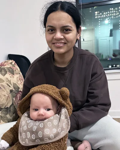 Kritika Berman with newborn