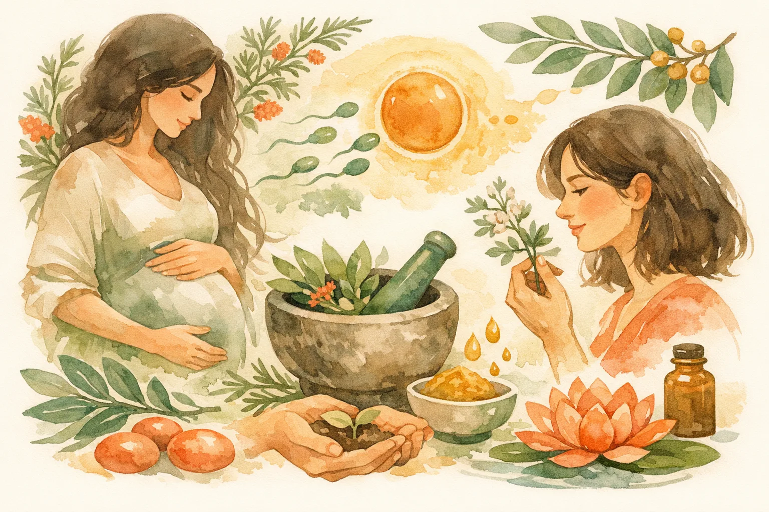 Editorial illustration for The Best Fertility Herbs - What the Research Actually Says