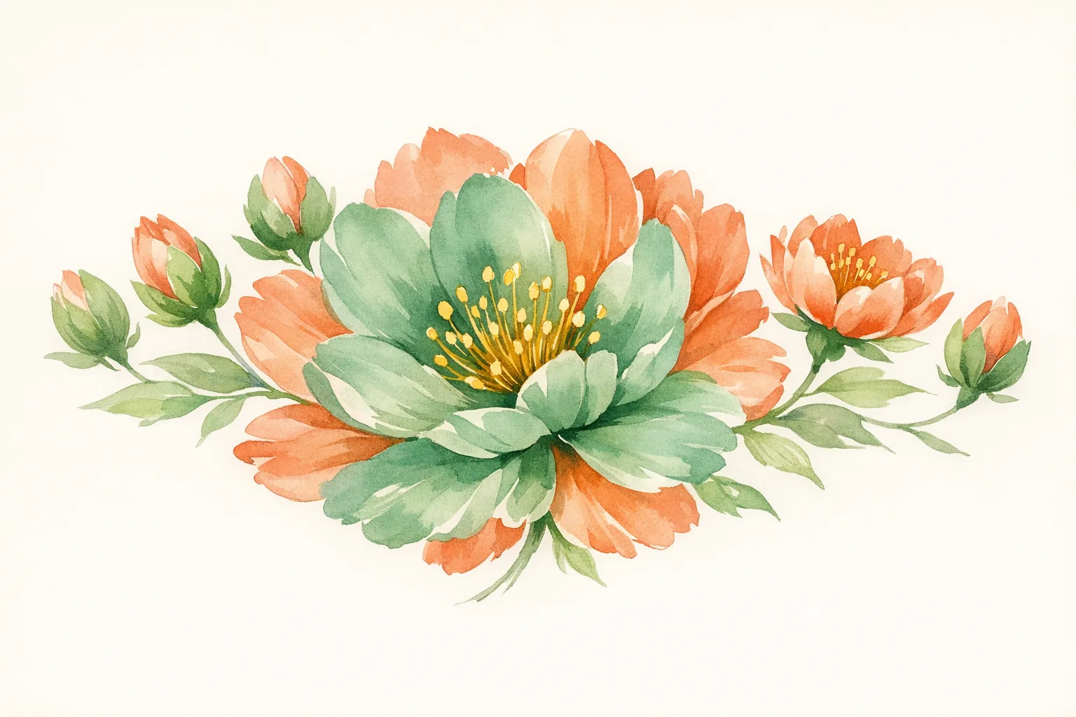 Botanical watercolor illustration of a single open flower surrounded by closed buds, representing the brief fertile window within a menstrual cycle