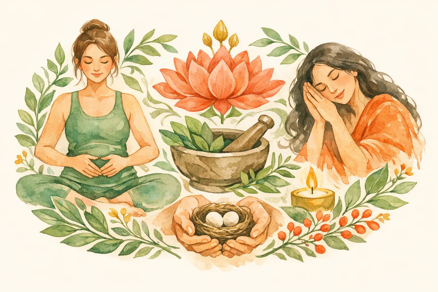 Editorial illustration for Fertility Yoga Poses That Actually Support Conception