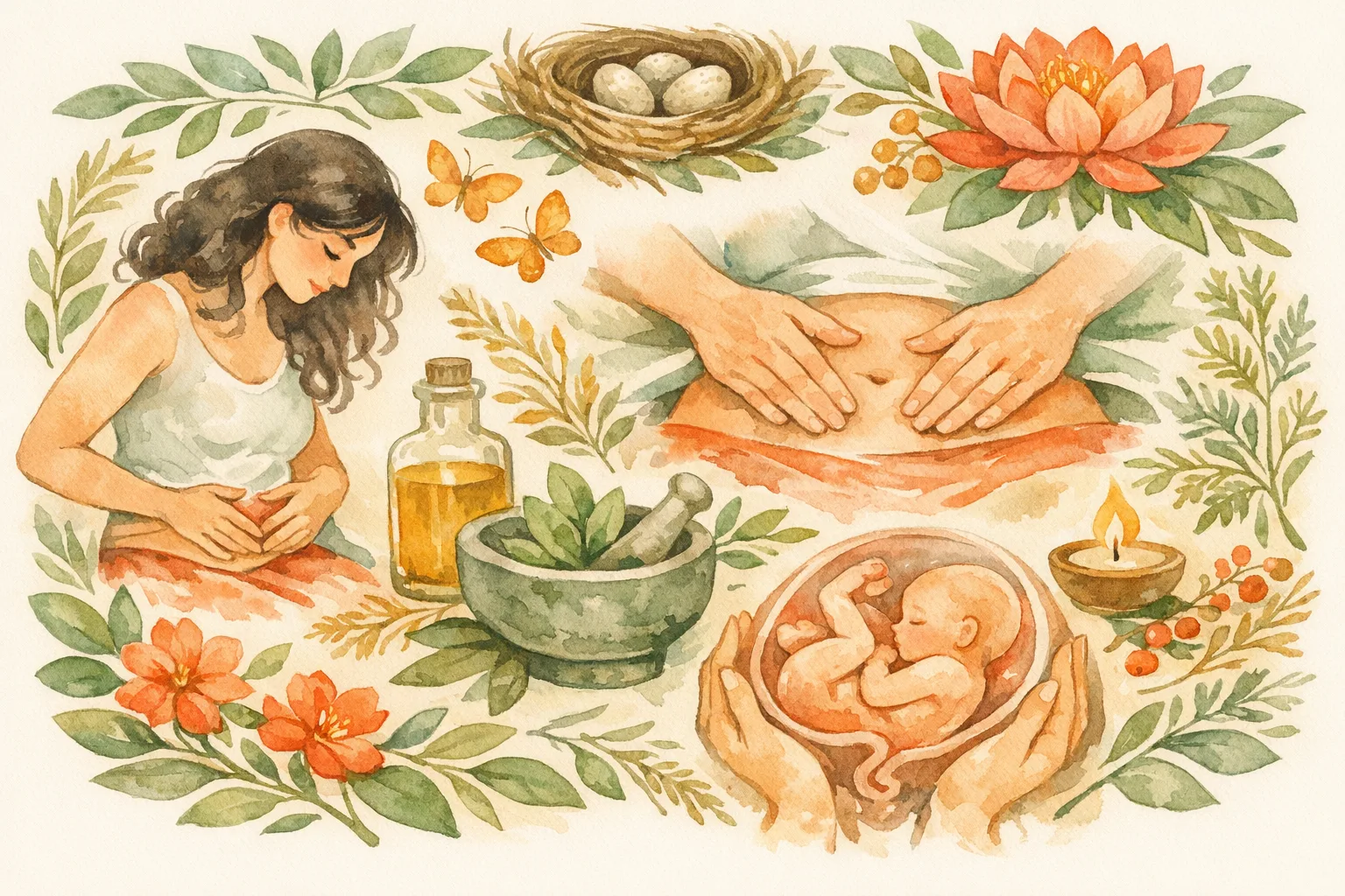 Editorial illustration for Maya Abdominal Massage and Fertility - What You Need to Know Before Your Next IVF Appointment