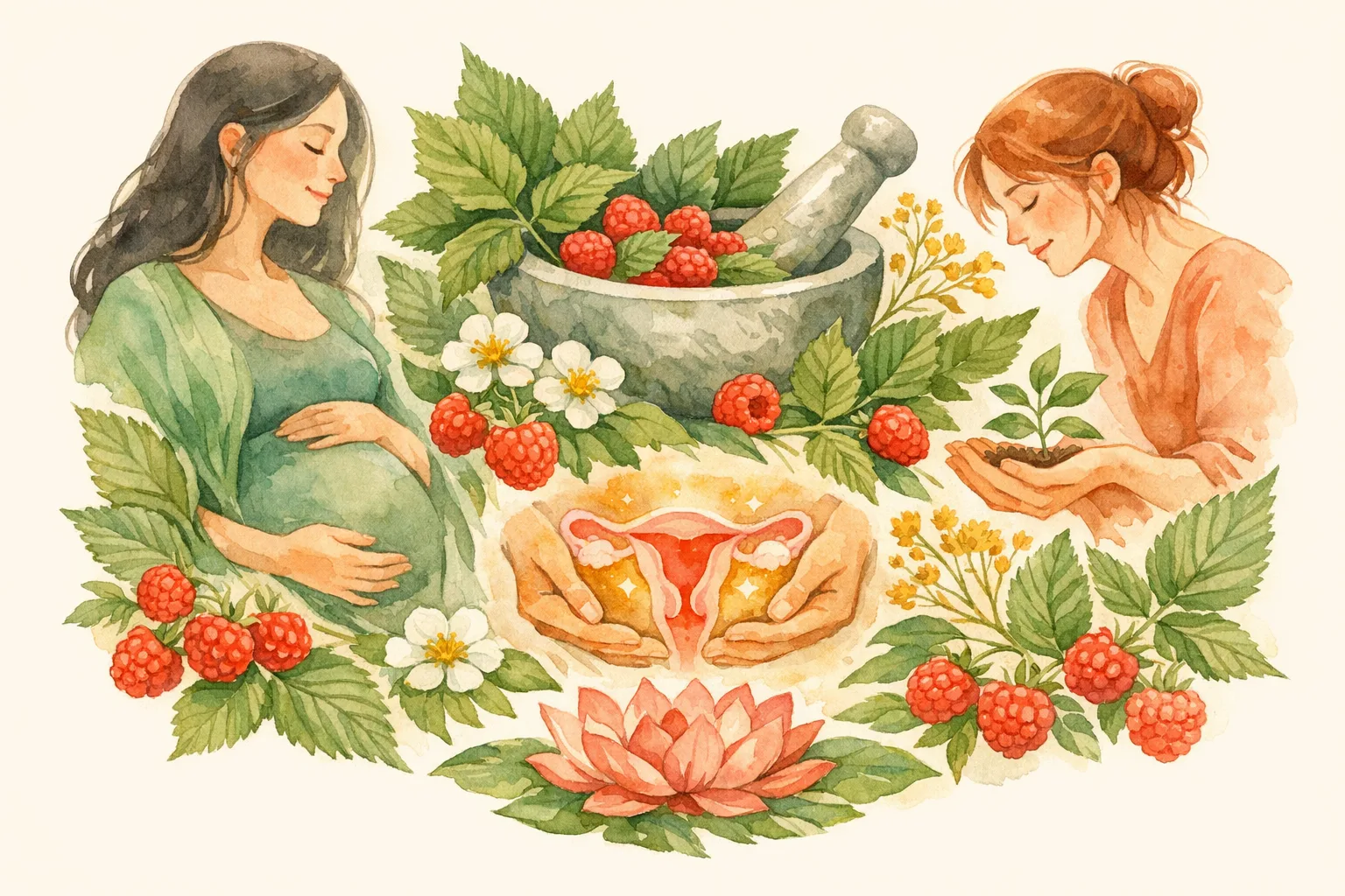 Editorial illustration for Red Raspberry Leaf - What the Research Actually Says About Fertility and Uterine Health
