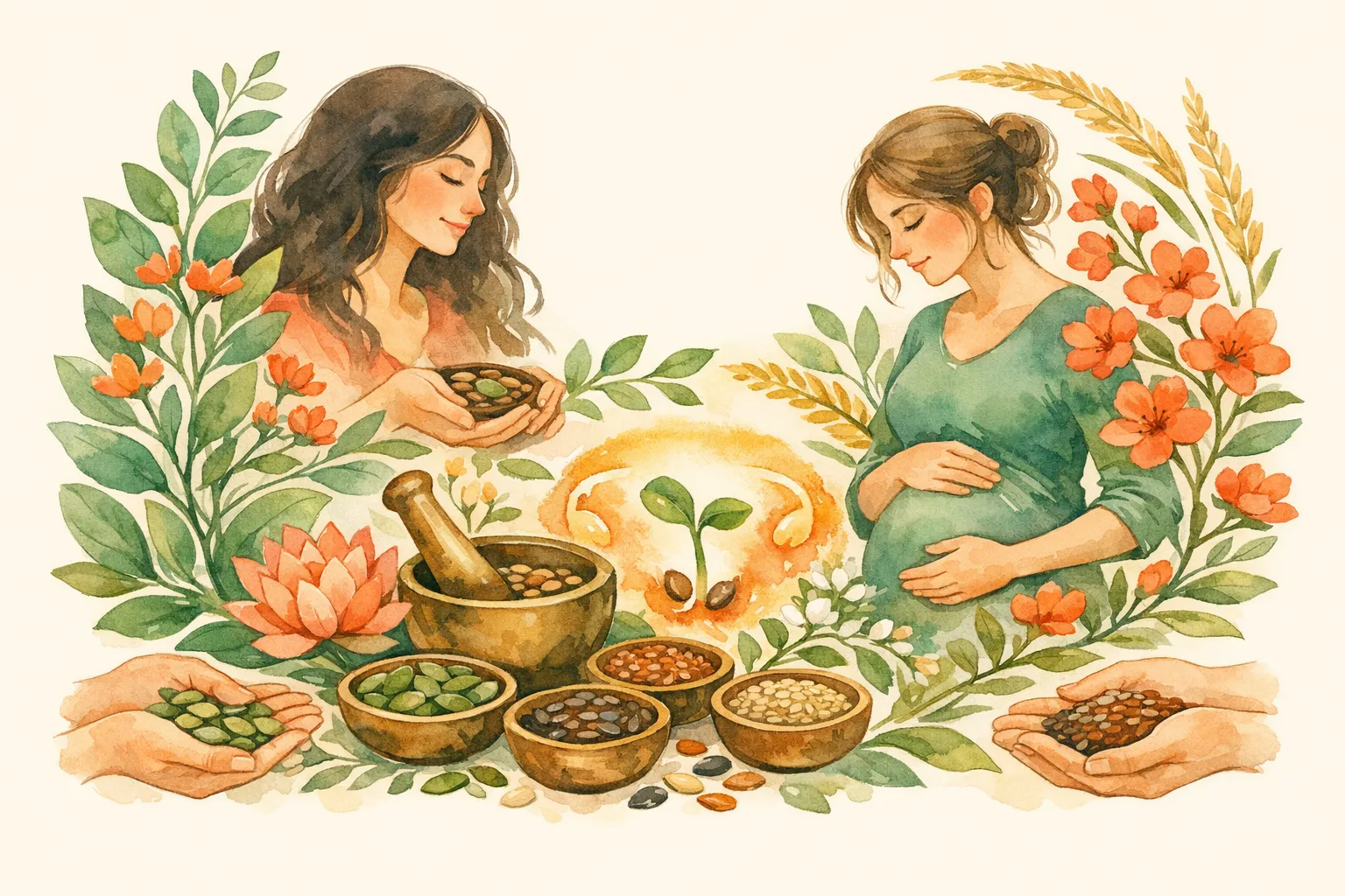 Editorial illustration for Seed Cycling for Fertility - What You Need to Know Before Your Next Appointment