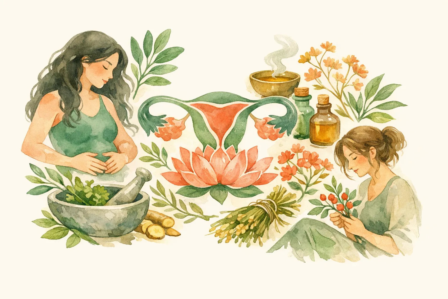 Editorial illustration for Uterine Health Herbs That Are Actually Backed by Research
